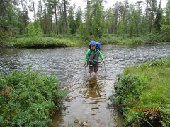 Paluumatkalla Jaurun yli. The water was higher when we came back.
